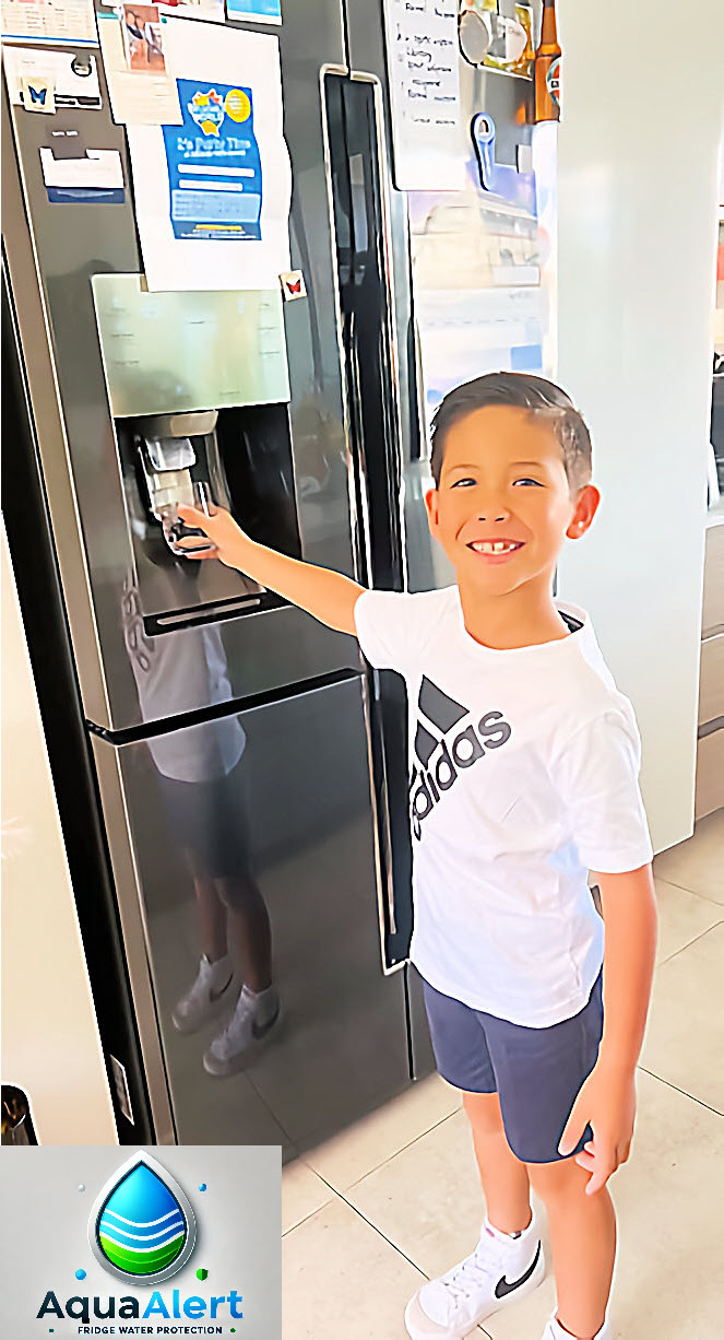 Dhan using fridge 2 AquaAlert Fridge Flood Protection System