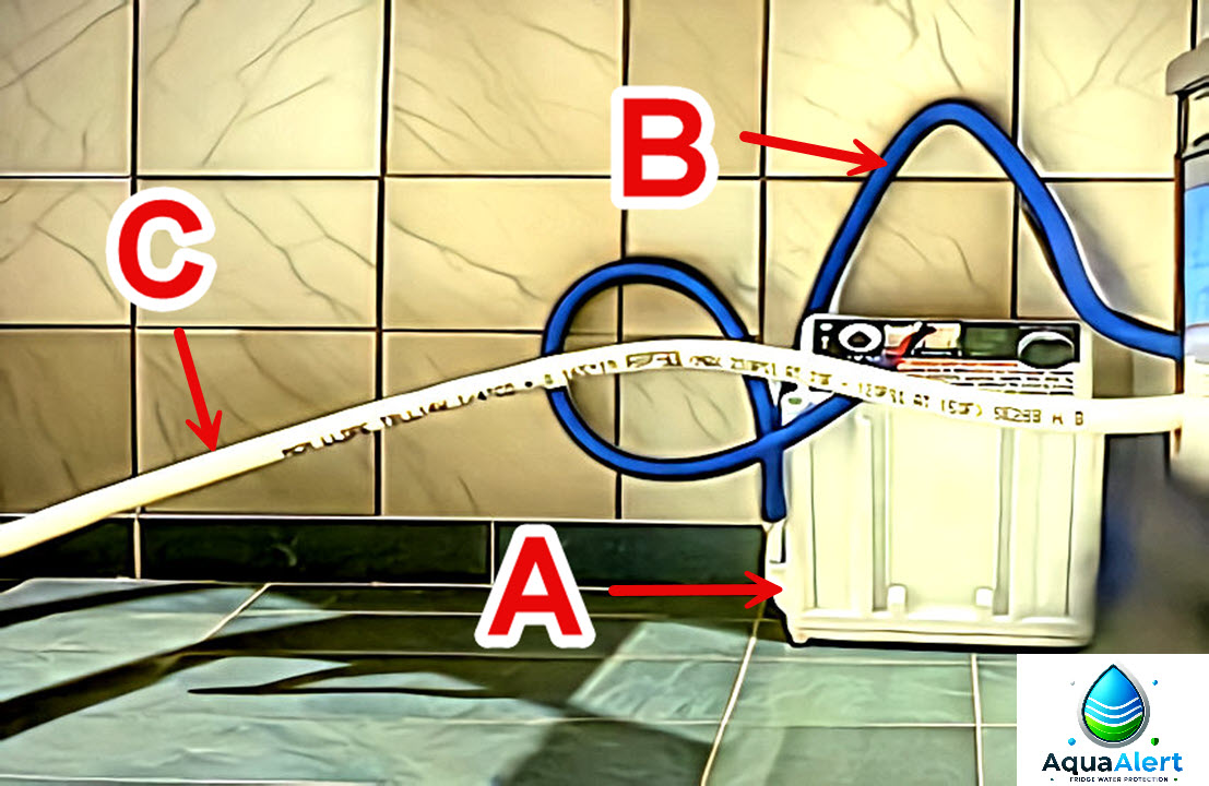 wetness sensor on tile floor 3 AquaAlert Fridge Flood Protection System