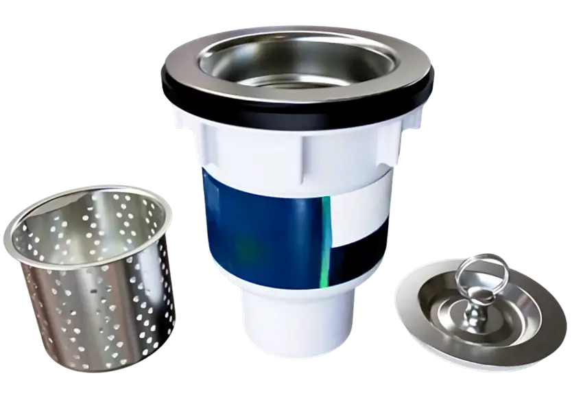 Home kitchen sink fitted with a sink waste arrestor to help stop blockages