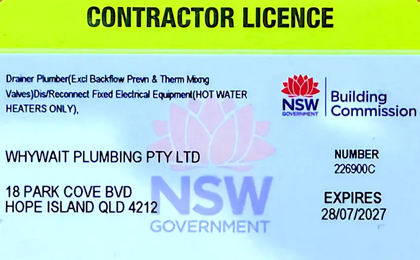 whywait plumbing NSW contractors licence